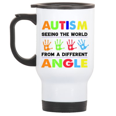 Autism Hand Prints Seeing The World From A Different Angle Stainless Steel Travel Mug