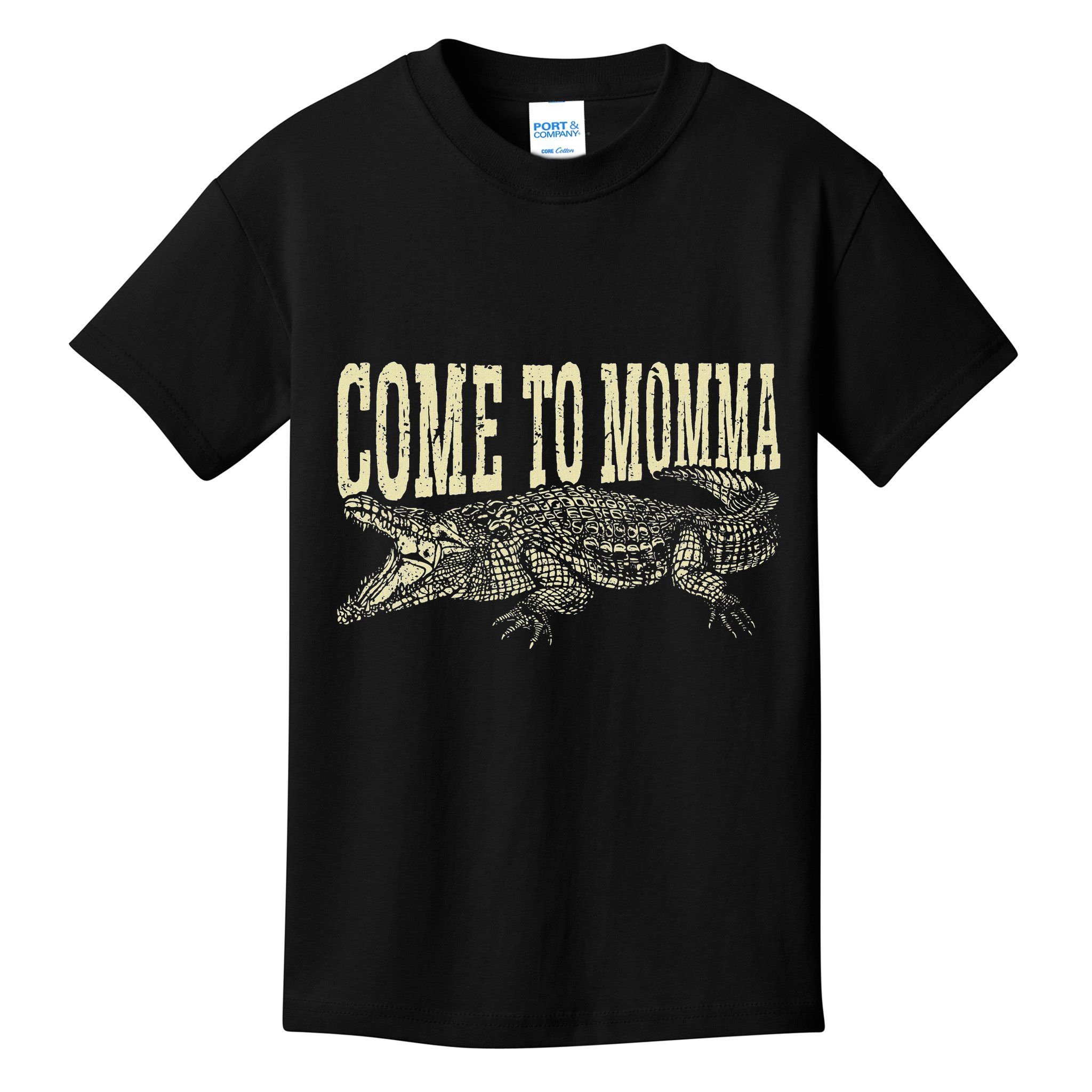 Alligator Hunter Quote Come To Momma Funny Gator Hunting Kids T-Shirt