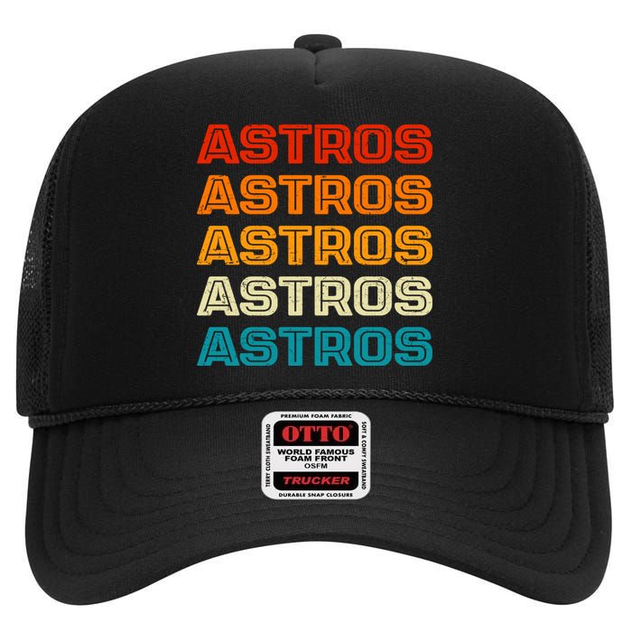 Astros Houston Retro Colorful High Crown Mesh Back Trucker Hat