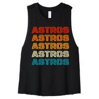 Astros Houston Retro Colorful Women's Racerback Cropped Tank