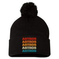 Astros Houston Retro Colorful Pom Pom 12in Knit Beanie