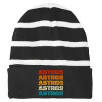 Astros Houston Retro Colorful Striped Beanie with Solid Band