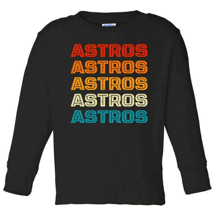 Astros Houston Retro Colorful Toddler Long Sleeve Shirt