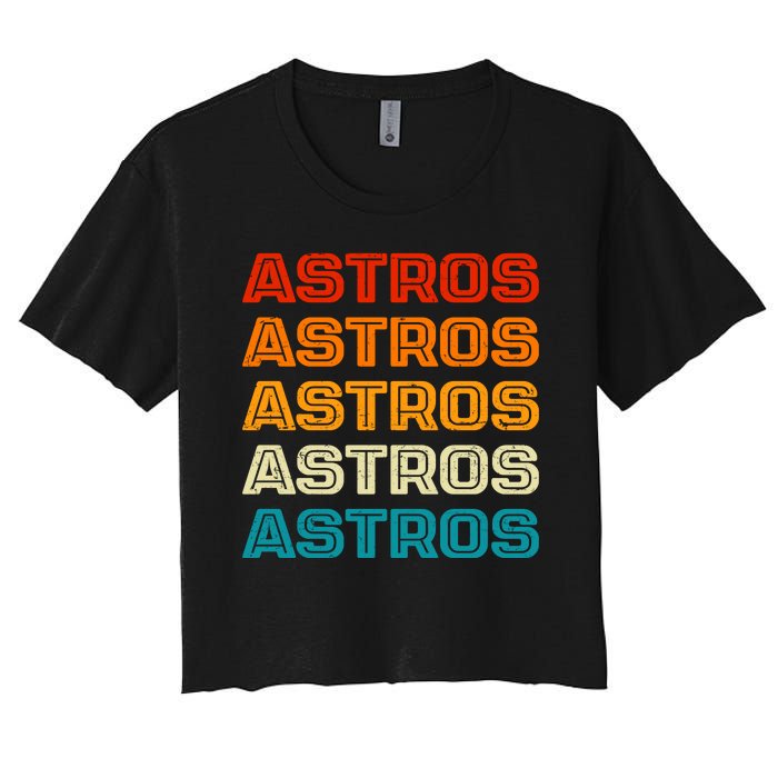 Astros Houston Retro Colorful Women's Crop Top Tee