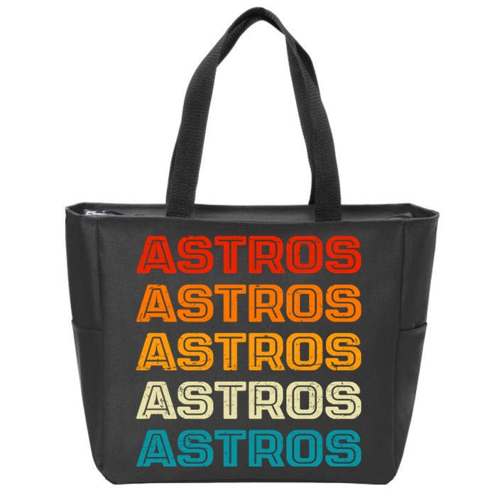 Astros Houston Retro Colorful Zip Tote Bag