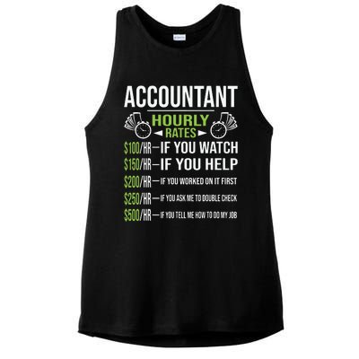 Accountant Hourly Rates Funny Accounting CPA Humor Ladies PosiCharge Tri-Blend Wicking Tank