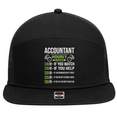 Accountant Hourly Rates Funny Accounting CPA Humor 7 Panel Mesh Trucker Snapback Hat