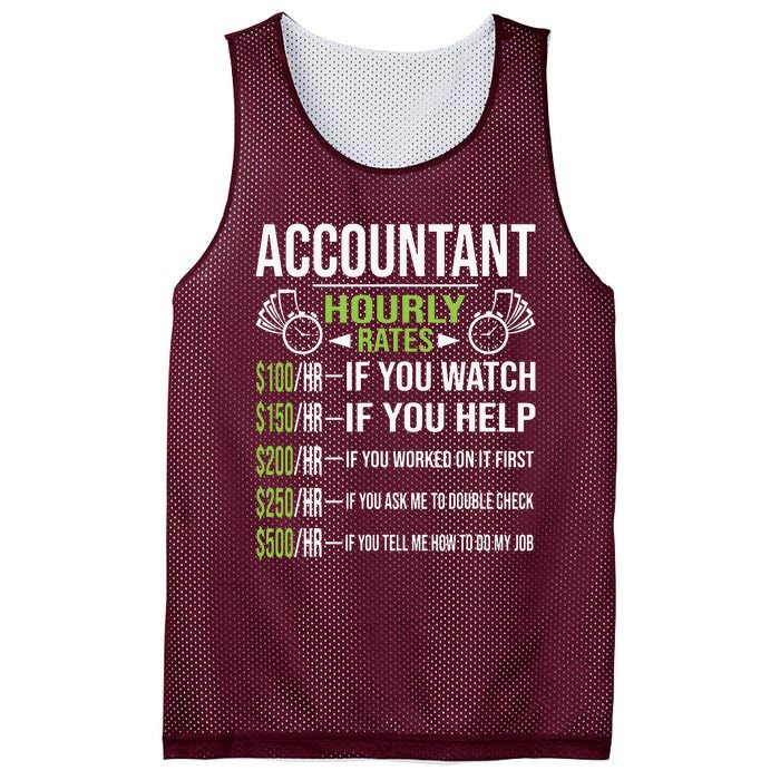 Accountant Hourly Rates Funny Accounting CPA Humor Mesh Reversible Basketball Jersey Tank