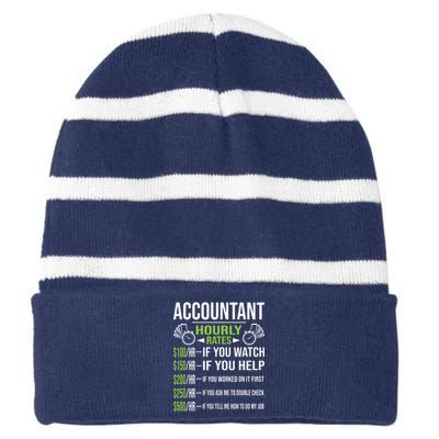 Accountant Hourly Rates Funny Accounting CPA Humor Striped Beanie with Solid Band