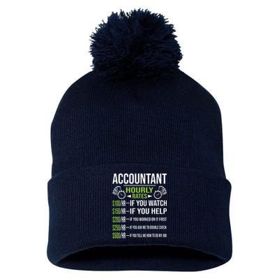 Accountant Hourly Rates Funny Accounting CPA Humor Pom Pom 12in Knit Beanie