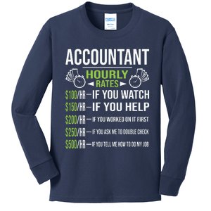 Accountant Hourly Rates Funny Accounting CPA Humor Kids Long Sleeve Shirt