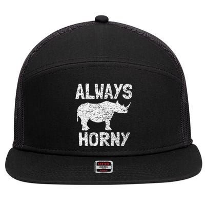 Always Horny Rhino Funny Happy Valentine's Day 7 Panel Mesh Trucker Snapback Hat