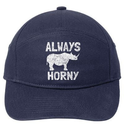 Always Horny Rhino Funny Happy Valentine's Day 7-Panel Snapback Hat