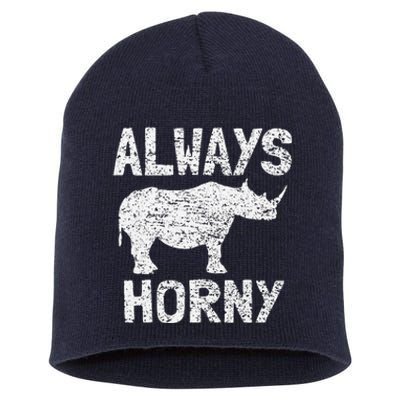 Always Horny Rhino Funny Happy Valentine's Day Short Acrylic Beanie