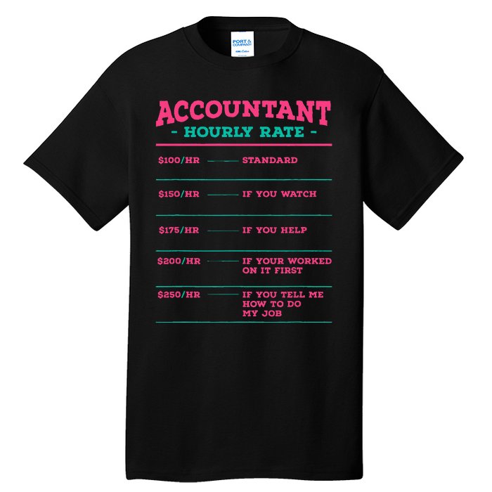 Accountant Hourly Rate CPA Coworker Accounting Colleague Tall T-Shirt