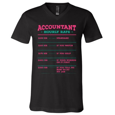 Accountant Hourly Rate CPA Coworker Accounting Colleague V-Neck T-Shirt