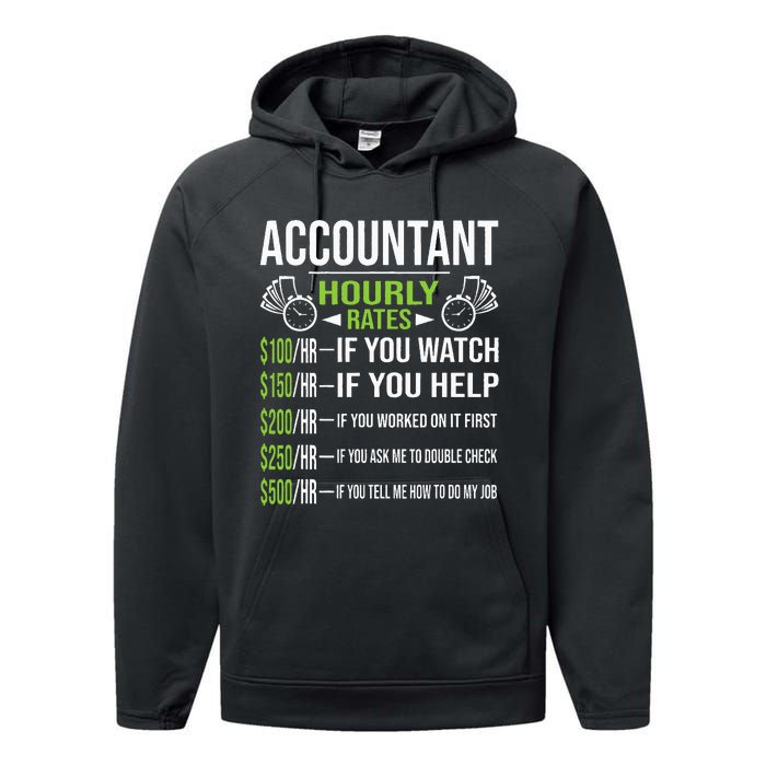 Accountant Hourly Rates Funny Accounting CPA Humor Performance Fleece Hoodie