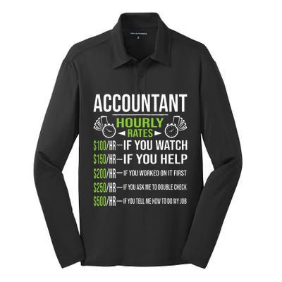 Accountant Hourly Rates Funny Accounting CPA Humor Silk Touch Performance Long Sleeve Polo