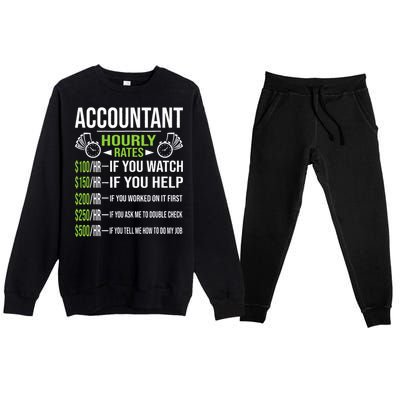 Accountant Hourly Rates Funny Accounting CPA Humor Premium Crewneck Sweatsuit Set