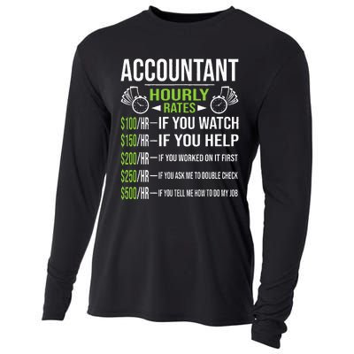 Accountant Hourly Rates Funny Accounting CPA Humor Cooling Performance Long Sleeve Crew