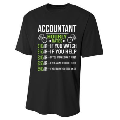 Accountant Hourly Rates Funny Accounting CPA Humor Performance Sprint T-Shirt