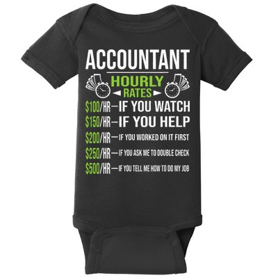 Accountant Hourly Rates Funny Accounting CPA Humor Baby Bodysuit