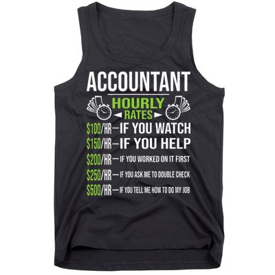 Accountant Hourly Rates Funny Accounting CPA Humor Tank Top