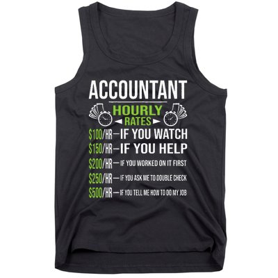 Accountant Hourly Rates Funny Accounting CPA Humor Tank Top