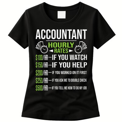 Accountant Hourly Rates Funny Accounting CPA Humor Womens T-Shirt