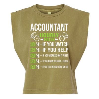 Accountant Hourly Rates Funny Accounting CPA Humor Garment-Dyed Women's Muscle Tee
