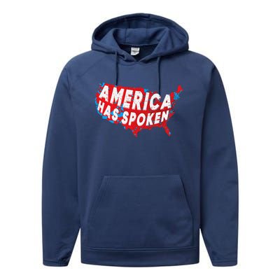 America Has Spoken Electoral Map Of 2024 Trump Supporters Performance Fleece Hoodie