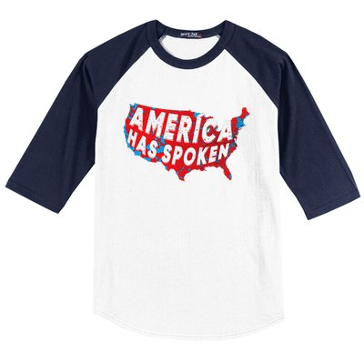 America Has Spoken Electoral Map Of 2024 Trump Supporters Baseball Sleeve Shirt