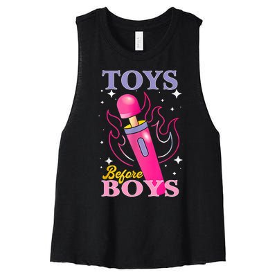 Adult Humor Saying Toys Before Boy Funny Women's Racerback Cropped Tank