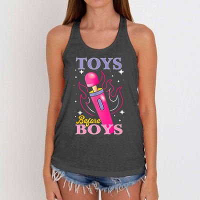 Adult Humor Saying Toys Before Boy Funny Women's Knotted Racerback Tank