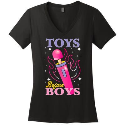 Adult Humor Saying Toys Before Boy Funny Women's V-Neck T-Shirt