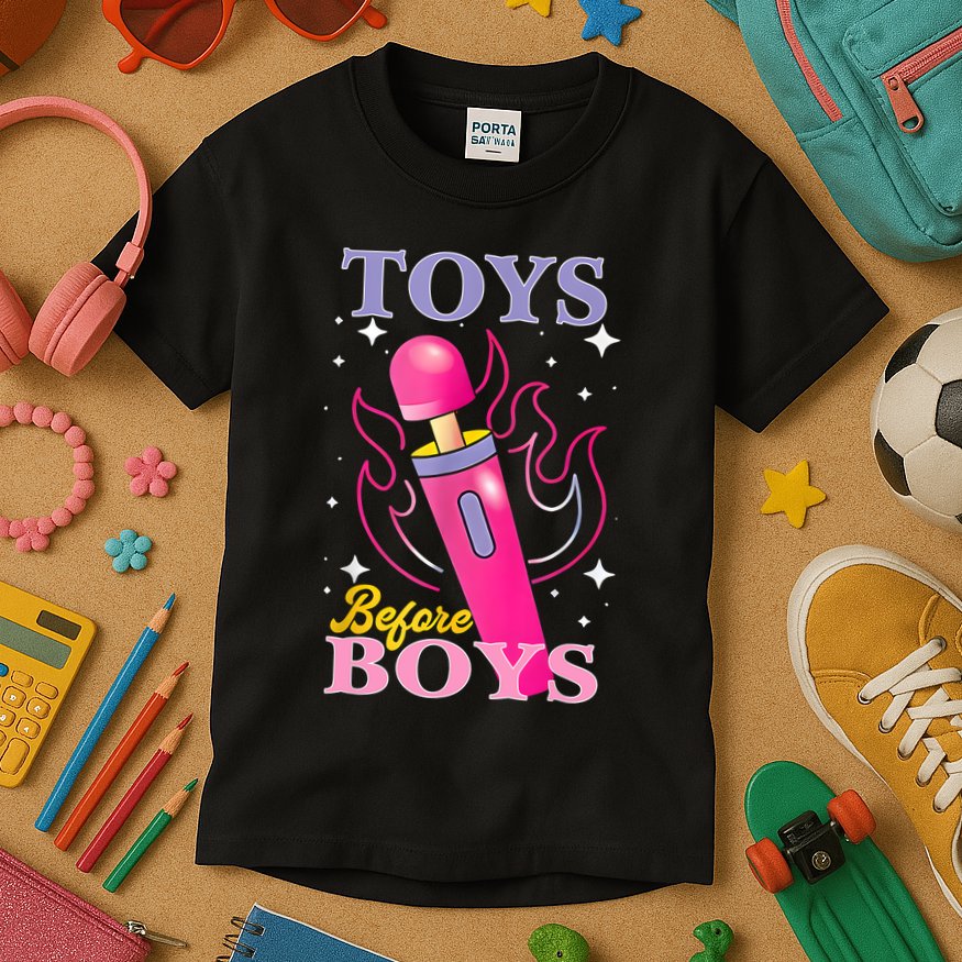 Adult Humor Saying Toys Before Boy Funny Kids T-Shirt