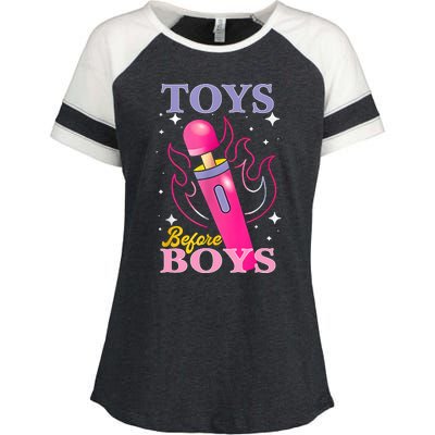 Adult Humor Saying Toys Before Boy Funny Enza Ladies Jersey Colorblock Tee