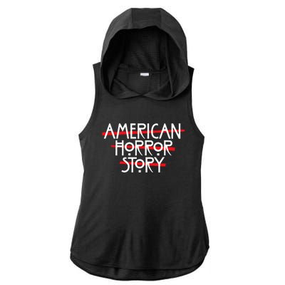 American Horror Story Red Bars Logo Ladies PosiCharge Tri-Blend Wicking Draft Hoodie Tank