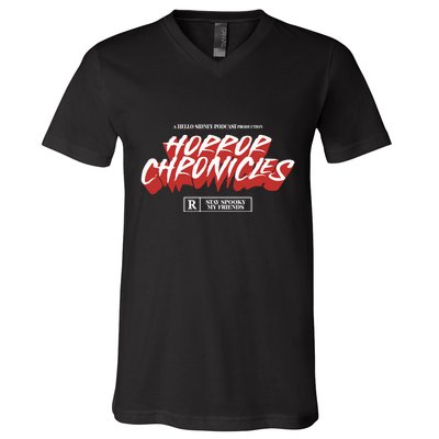 A Hello Sidney Podcast Production Horror Chronicles V-Neck T-Shirt