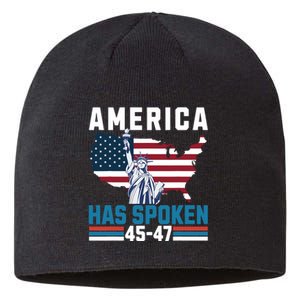 America Has Spoken Donald Trump 2024 Victory Usa Flag Map Sustainable Beanie