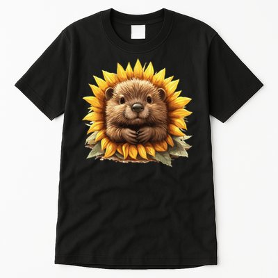 Adorable Hedgehog Sunflower Fusion Tall T-Shirt