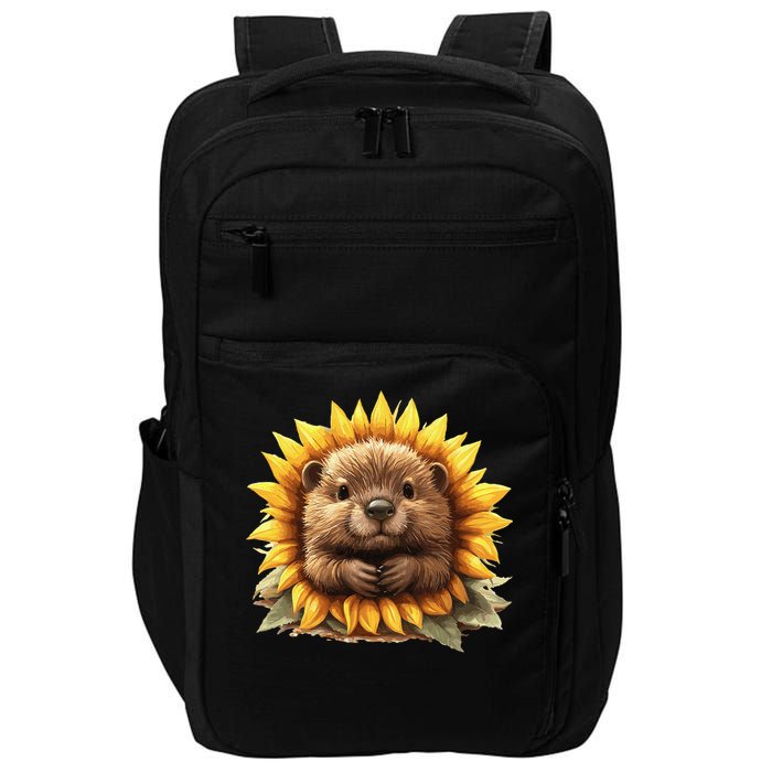 Adorable Hedgehog Sunflower Fusion Impact Tech Backpack