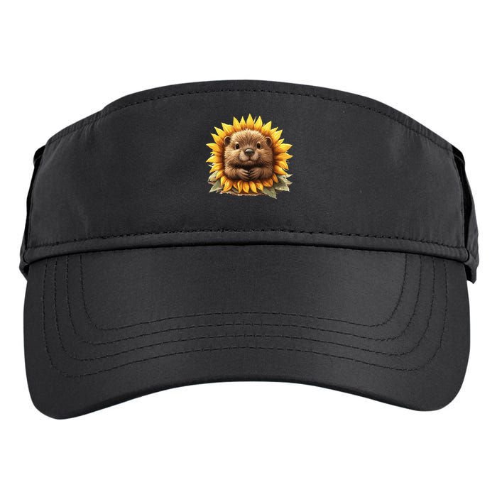 Adorable Hedgehog Sunflower Fusion Adult Drive Performance Visor