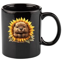 Adorable Hedgehog Sunflower Fusion 11oz C Handle Ceramic Mug