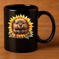 Adorable Hedgehog Sunflower Fusion 11oz C Handle Ceramic Mug