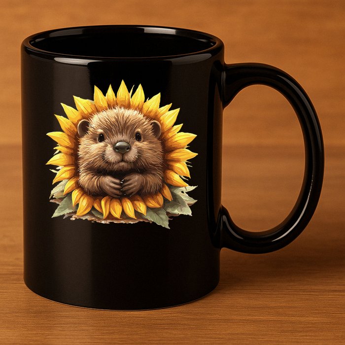 Adorable Hedgehog Sunflower Fusion 11oz C Handle Ceramic Mug