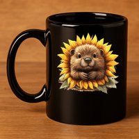 Adorable Hedgehog Sunflower Fusion 11oz C Handle Ceramic Mug