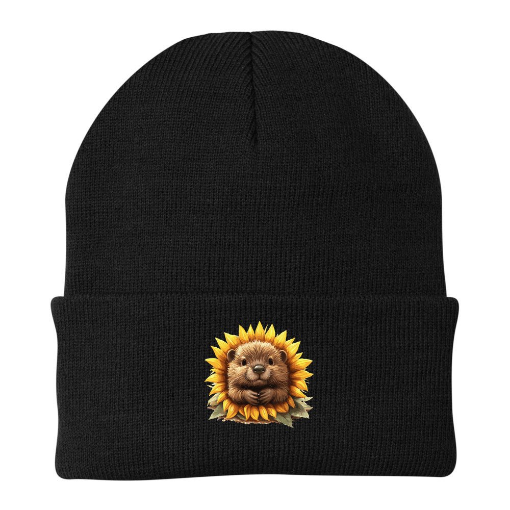 Adorable Hedgehog Sunflower Fusion Beanie