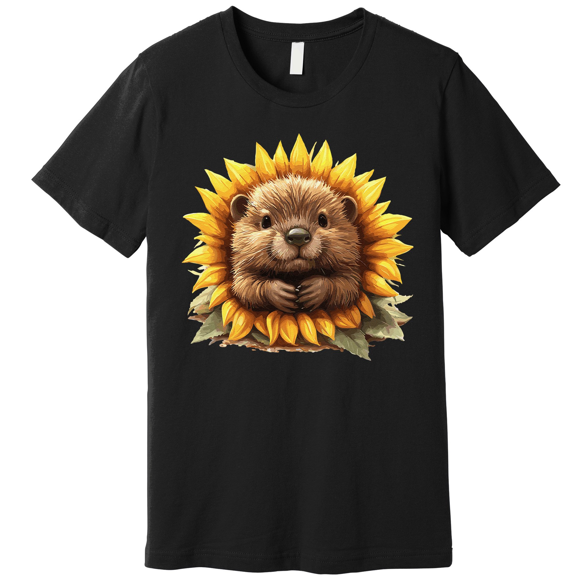 Adorable Hedgehog Sunflower Fusion Premium T-Shirt