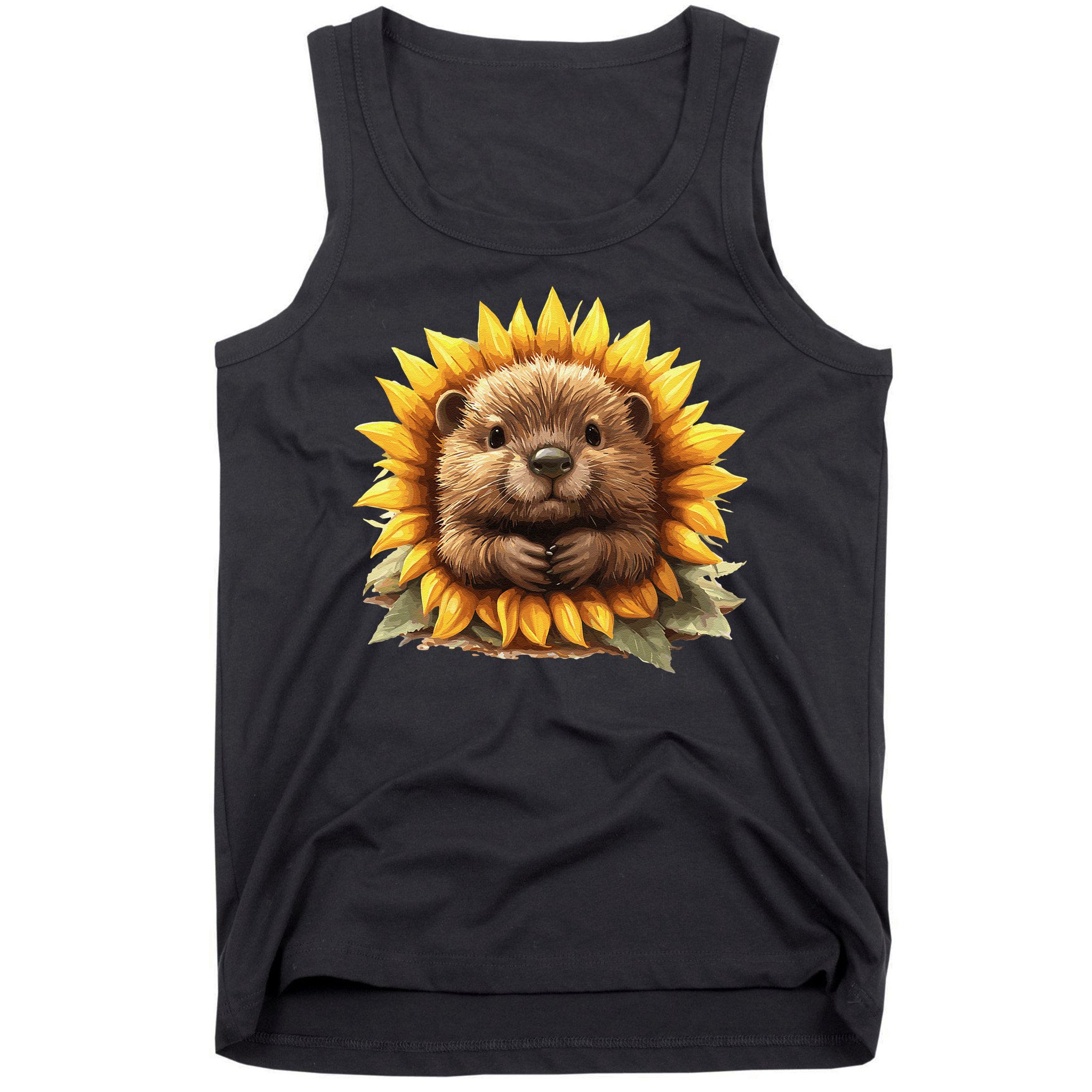 Adorable Hedgehog Sunflower Fusion Tank Top